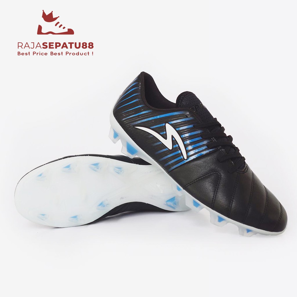 Sepatu Bola Specs Barricada Lea 19 FG - Black/Tulip Blue