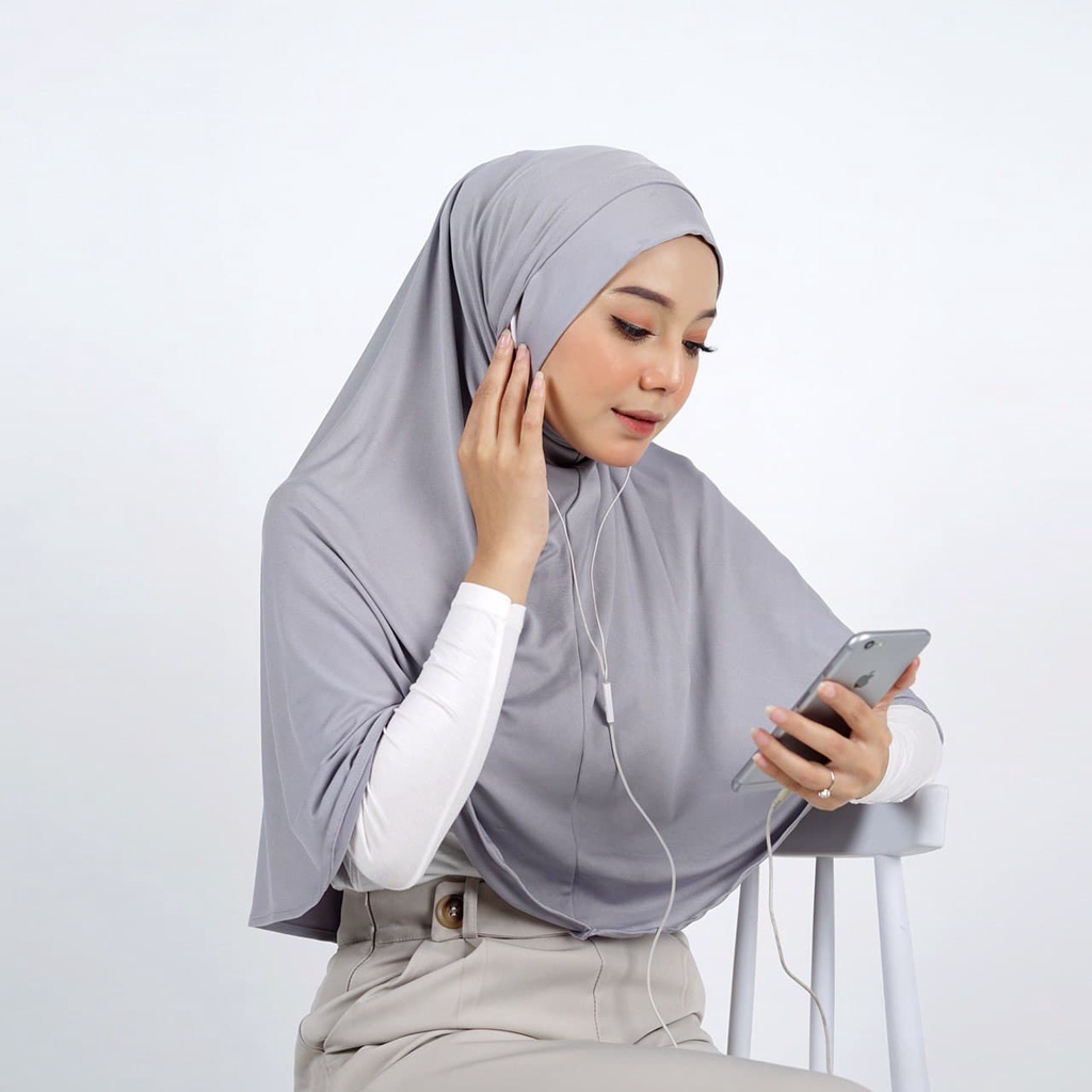 zie.store11/ Jilbab Instan Jersey Bergo Instant lubang masker Non Pet Daily Hijab