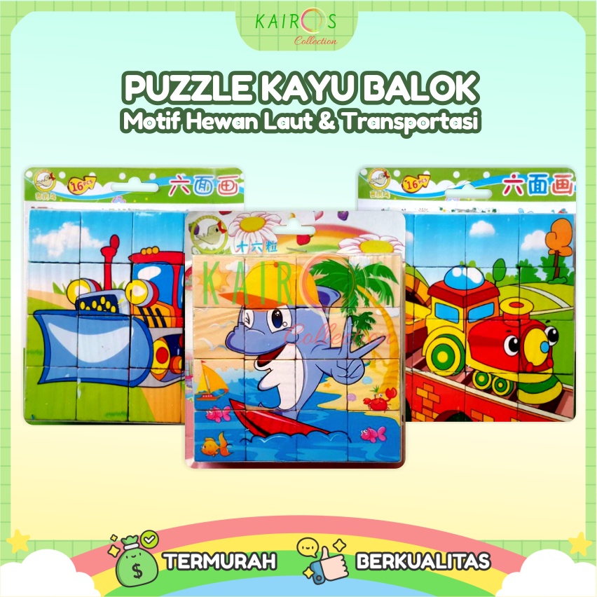 Puzzle Anak Edukasi Kayu Balok Jigsaw