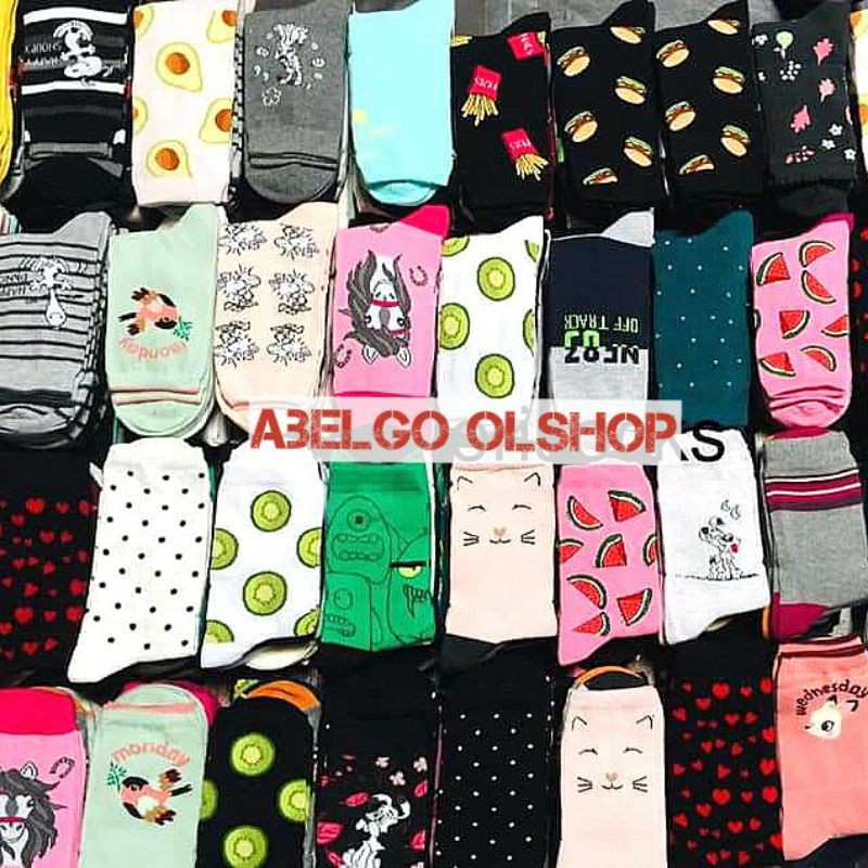 1 lusin- kaos kaki wanita karakter/kaos kaki motif panjang wanita dewasa/kaos kaki wanita