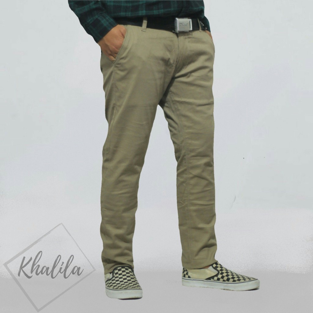 Baru Celana Chino Bahan Adem Nyaman Cocok Buat Musim Dingin GAYA COWOK POLO KASUAL Size Abu Khaki