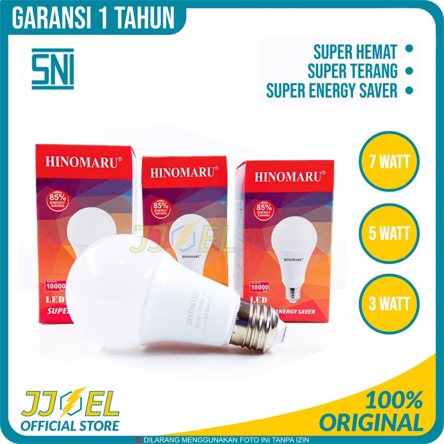 Hinomaru Lampu LED 3W 5W 7W Putih Dan Kuning Warm White Bohlam 3 Watt 5 Watt 7 Watt SNI GARANSI Ruma