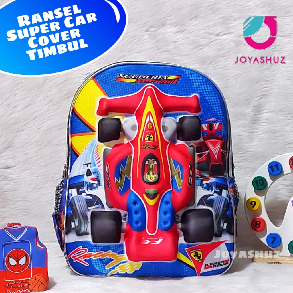 Tas 3D Anak SD Berbonus - Ransel  3D Anak SD Super Car - Tas Sekolah Anak SD Karakter Super Car - Tas Anak Laki-Laki SD Gratis Botol Dan Misting - Tas Sekolah Anak Karakter Lucu - Joyashuz