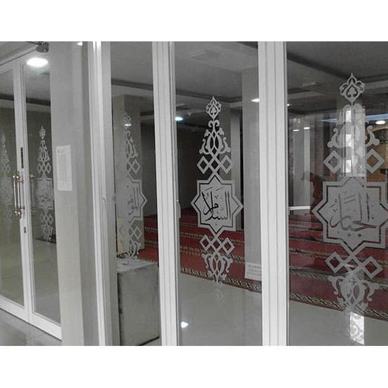 DEKORASI | STIKER KALIGRAFI SANDBLAS STIKER KACA ES PINTU JENDELA MASJID MUSHOLLA | RUMAH