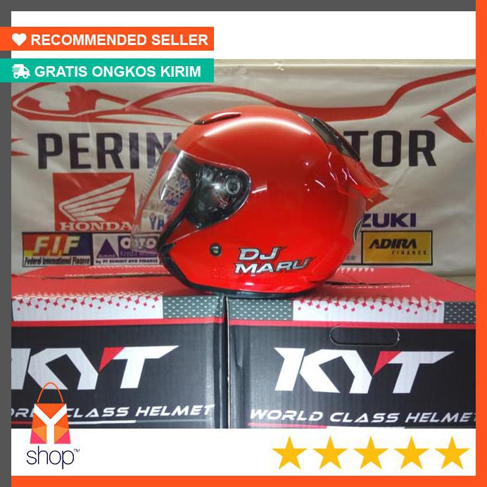 BAGUS BUKTIKAN  Helm KYT Dj Maru Solid Half Face MERAH