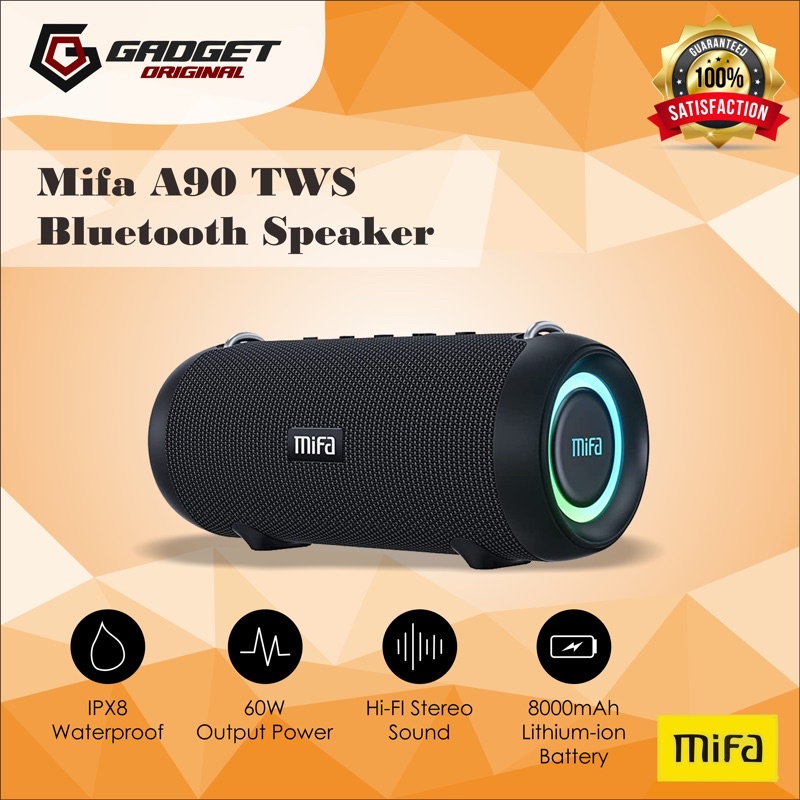 MiFa A90 Bluetooth Speaker TWS LED 60W BASS Sound WaterProof IPX8 Original