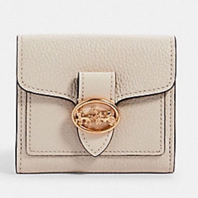 Coach Georgie Small Wallet In Signature Pebble White (C6654)