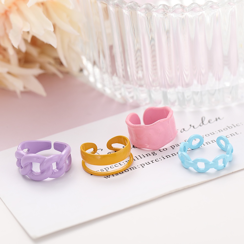 IFYOU Personalized Fashion Metal Ring Odd Shaped Solid Color Finger Ring Women Jewelry Accessories