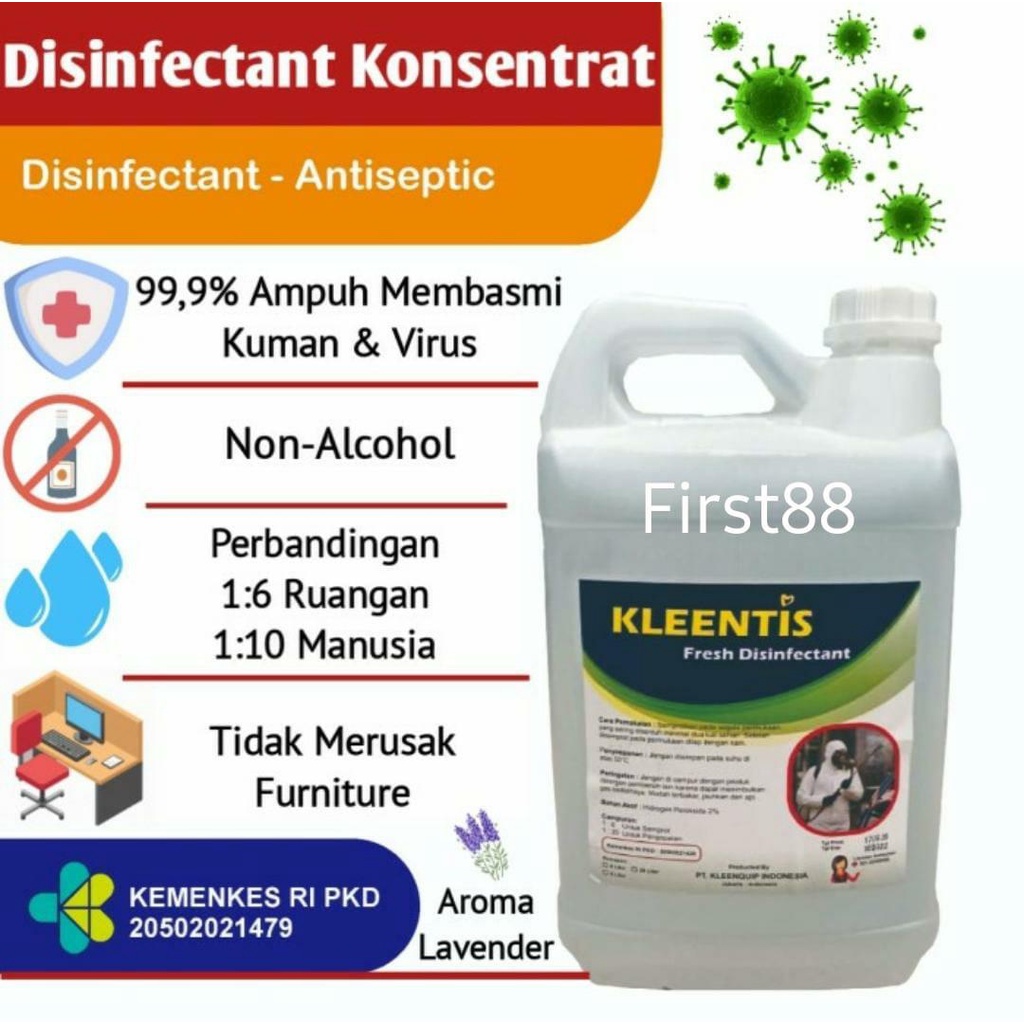 Disinfektan Cair 5 Liter Merk Kleentis Izin Kemenkes RI