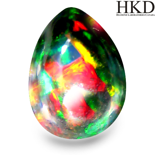 Certified Pear Cabochon 1.76ct 9.6x7.4mm Multi Color Natural Black Opal Ethiopia OP163