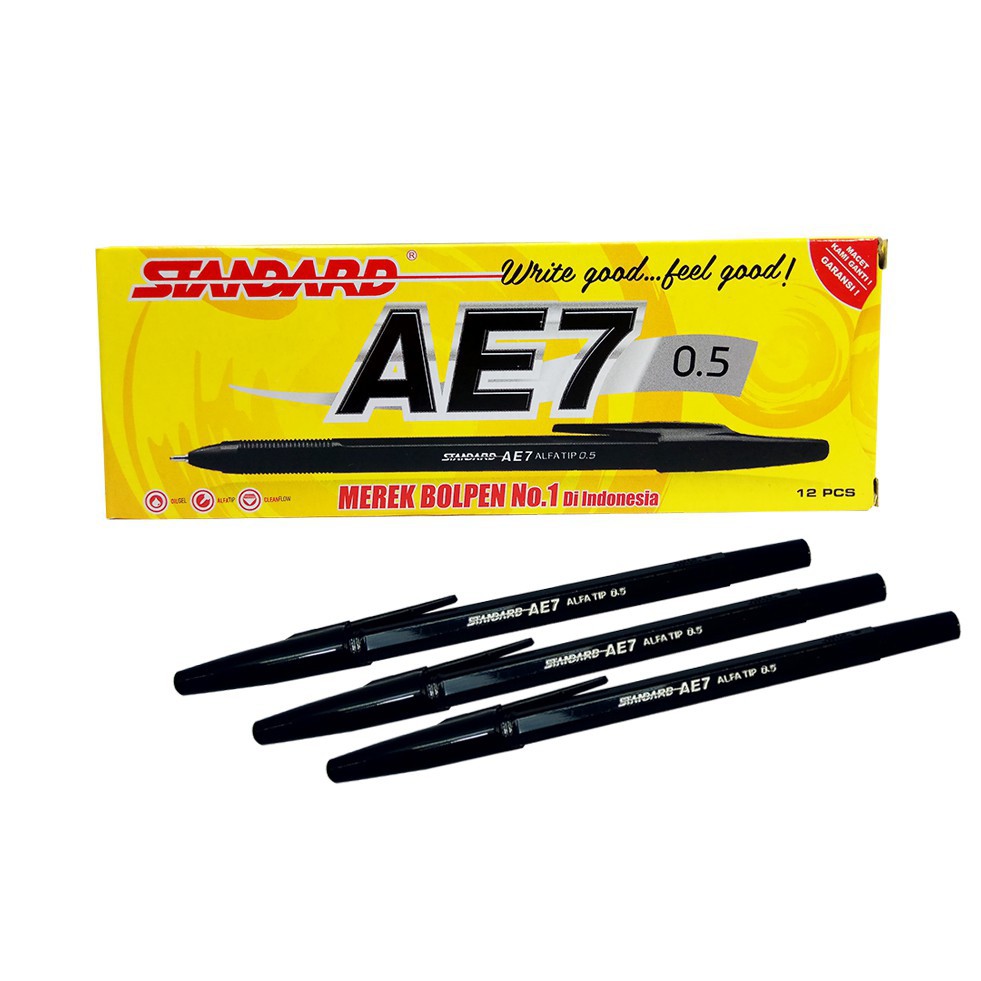 

STANDARD PEN / PULPEN / BOLPEN AE7 ALFATIP / 12 PCS HITAM