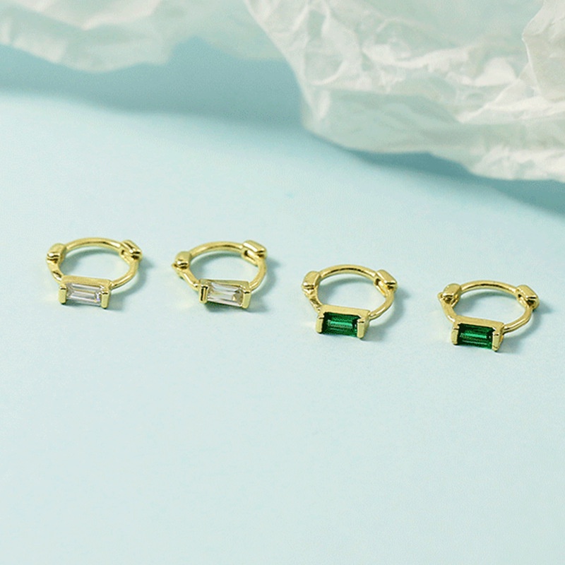 Anting Tusuk Sterling Silver 925 Desain Bunga Hijau Untuk Wanita