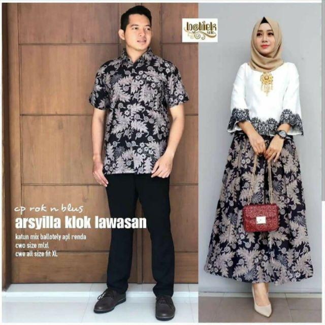 Batik Couple Rok n Blouse Arsyilla klok lawasan-Putih