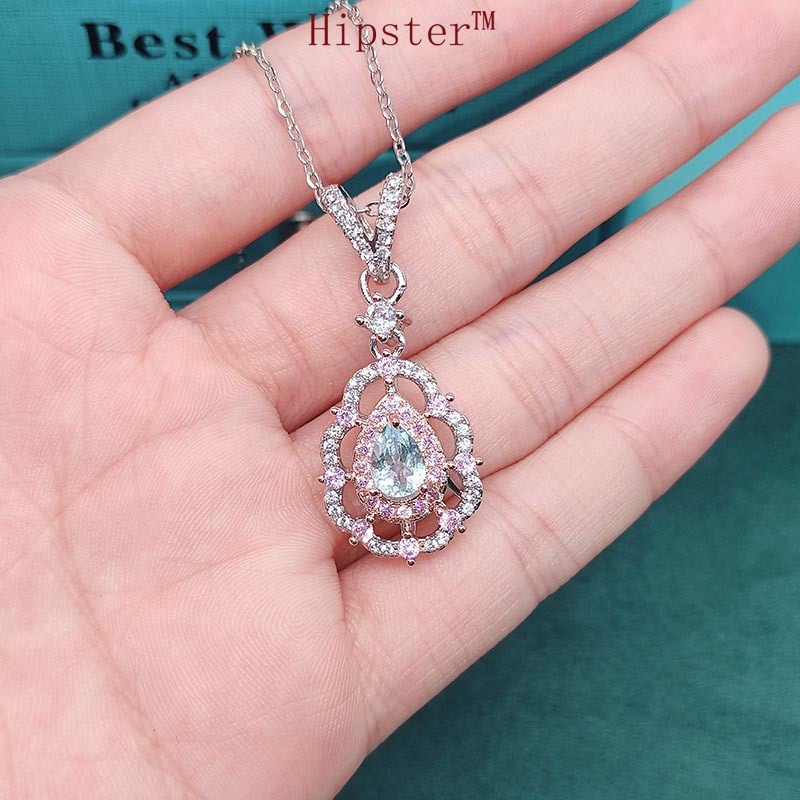 Natural Topaz Pendant Two-Tone Necklace for Women