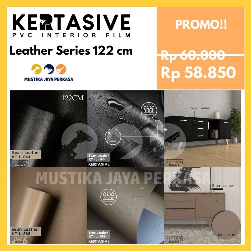 Kertasive Leather Series Decosheet Stikcer PVC Interior Film Murah