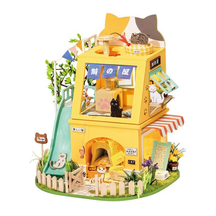 ROLIFE Robotime Cat House DG149 DIY Miniature Wooden Dollhouse Perfect Gift For Your Love one