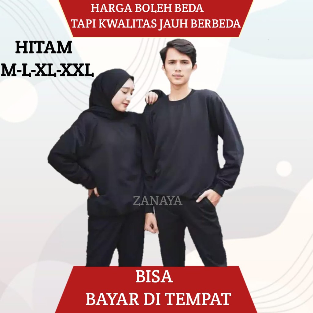 BASIC SWITER POLOS | 15 WARNA SIZE M L XL XXL BAHAN FLEECE-Hitam