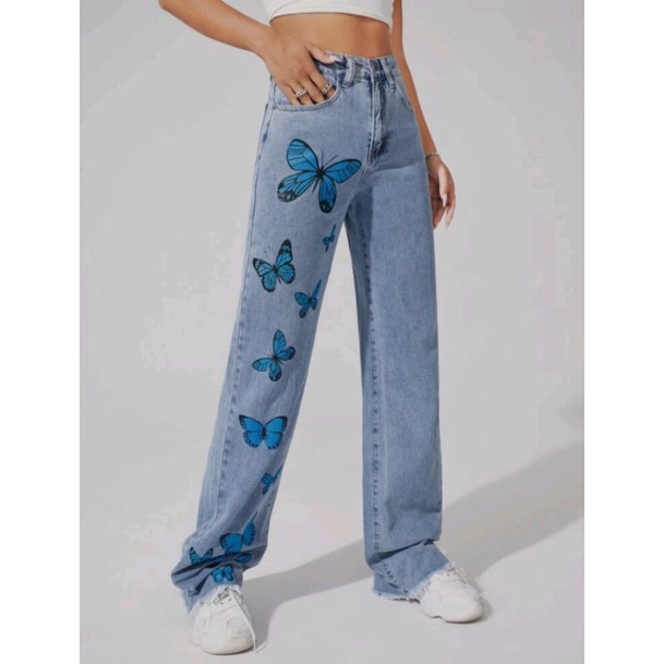 Butterfly jeans/ painting jeans/ painted jeans