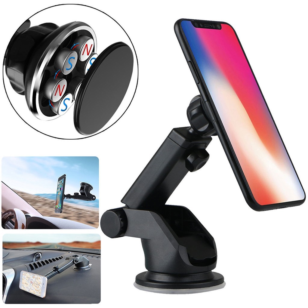 Retractable Strong Magnetic Support Cell Phone GPS Car Dash Holder Stand Mount for Samsung iphone xiaomi