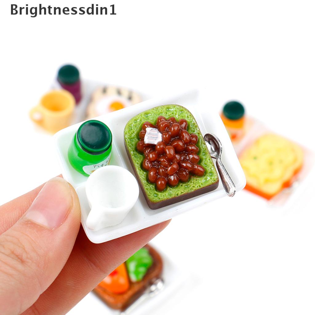 (Brightnessdin1) Miniatur Piring Selai / Roti / Sendok / Gelas Untuk Aksesoris Dapur Rumah Boneka