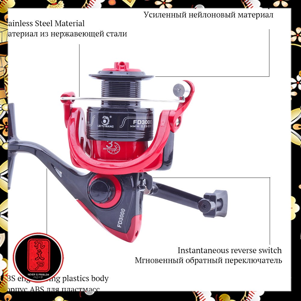 TaffSPORT FD5000 Reel Pancing 8 Ball Bearing Gear Ratio 5.2:1 - Red/Black