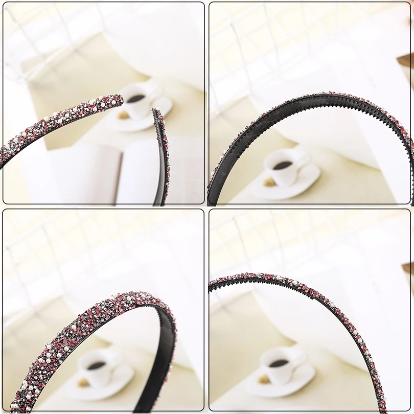 Bando Tipis Hias Mutiara Kristal Berlian Imitasi Untuk Aksesoris Rambut Wanita