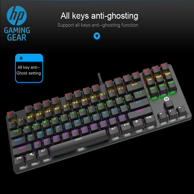 Keyboard Gaming HP GK200 - RGB Blue Switch TKL Mechanical Keyboard original