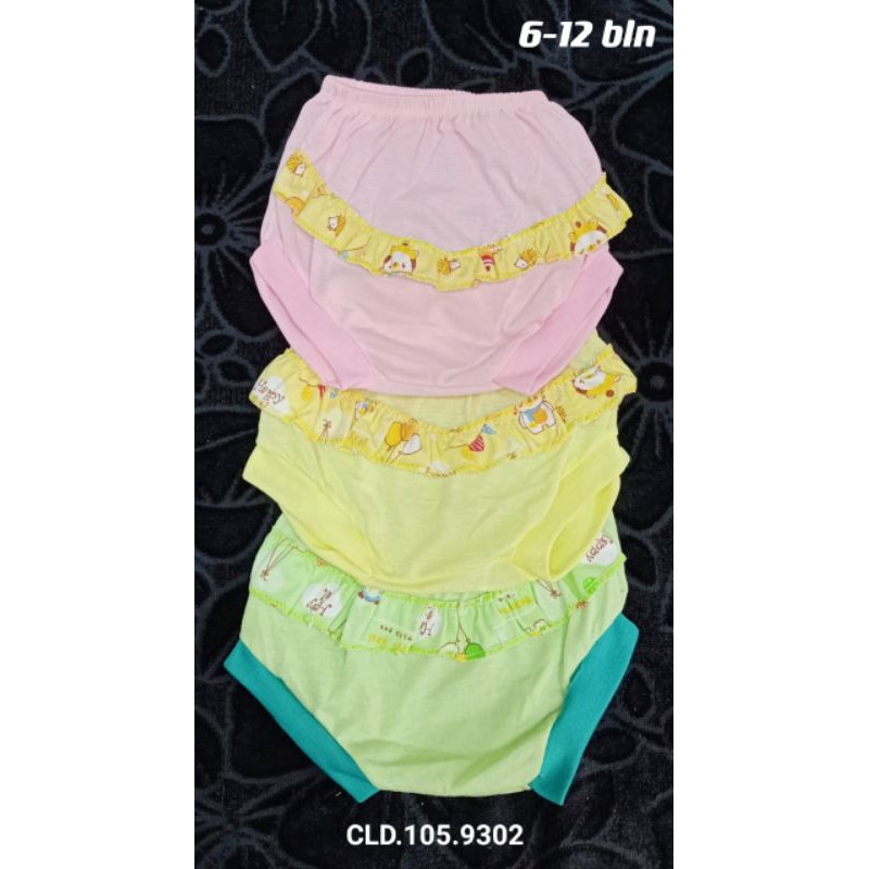 Celana dalam rok bayi perempuan 0-12 Bln Pita Berenda Princess isi 6 pcs Lucu  Celana Segitiga Bayi