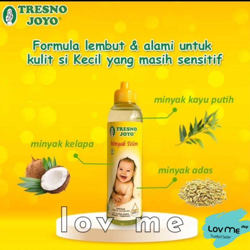 Lov Me❤ Minyak Telon Herbal Plus Tresno Joyo 100ml Free 30ml -Minyak Telon TJ - Minyak Kayu Putih TJ- Balsam Telon Tresnojoyo