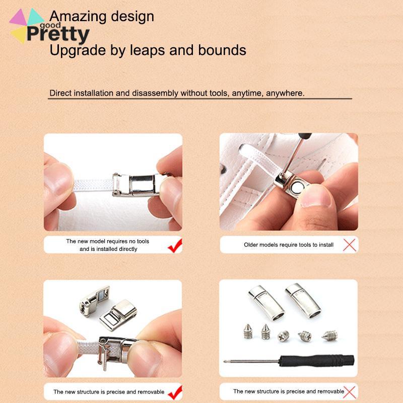 Tali Sepatu elastis/Suction No-dasi Sepatu Putih Kecil Tali Sepatu Magnet Simple /Tali Sepatu gepeng Tetap karet Elastis Logam