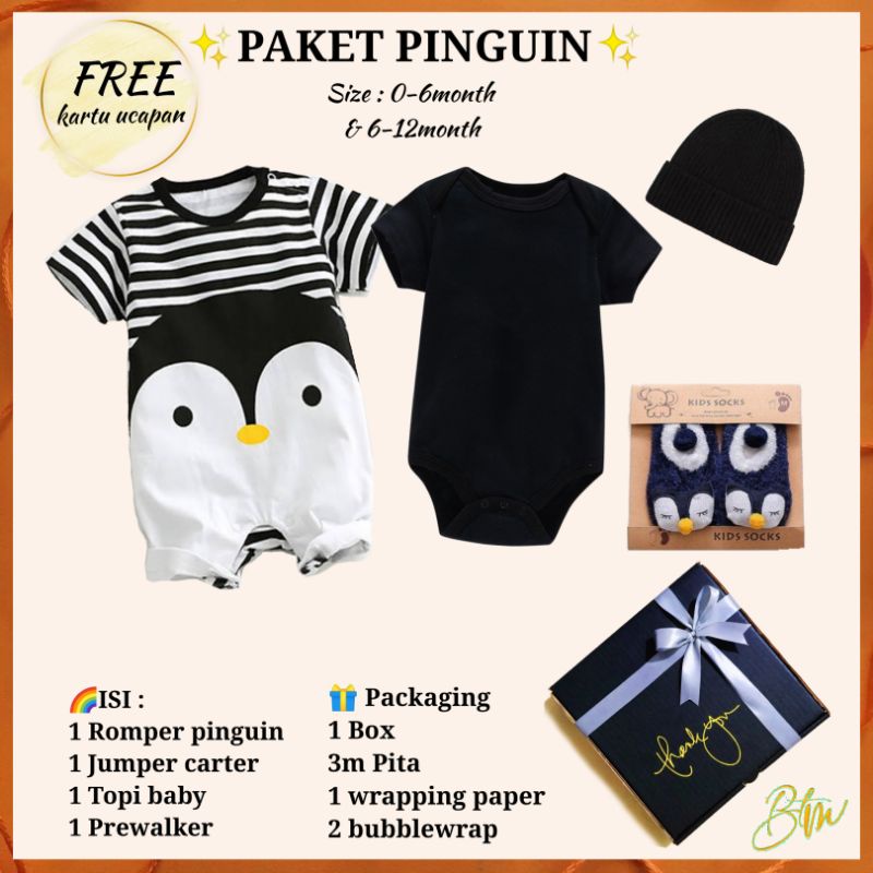 KADO BAYI GIFT SET BABY hampers baju box perempuan laki parsel lahiran kembar BTM bajutasmurahku-🔴PINGUIN🐧