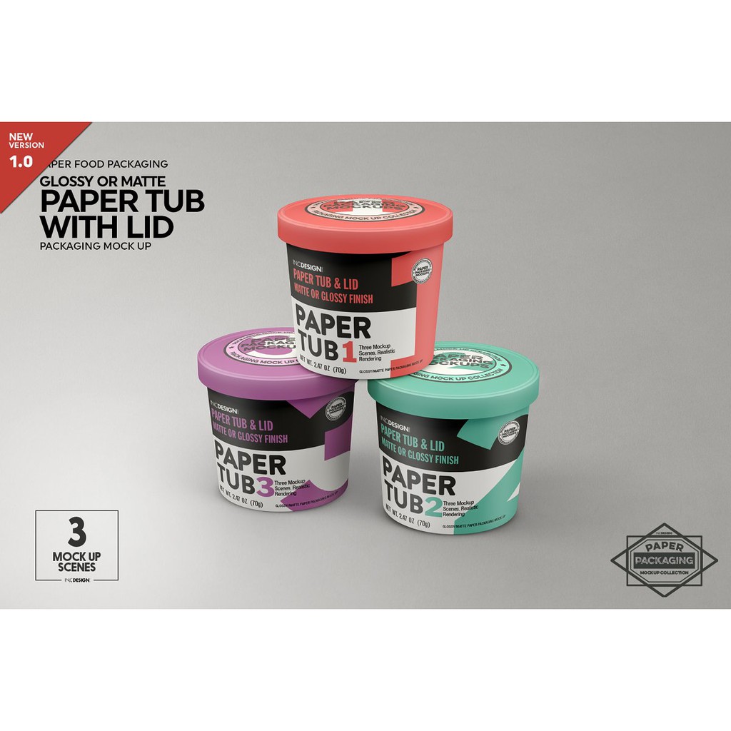 Paper Tub With Lid Packaging Mockup - Photoshop