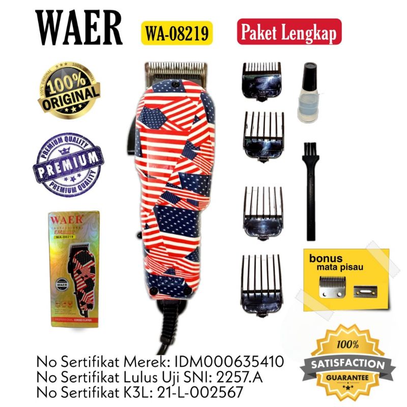 Original Waer Wa-08219 // Alat Cukur Rambut // Cukuran Rambut Jenggot Kumis