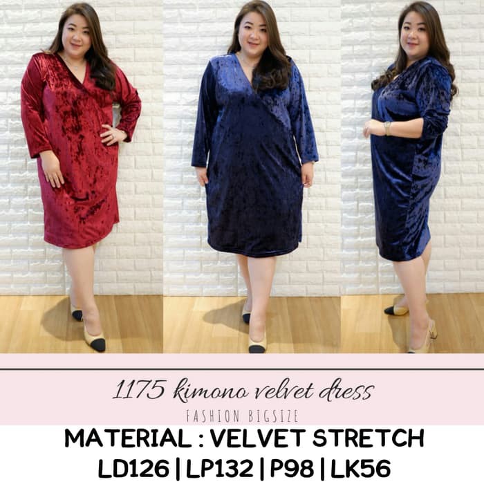 IMLEK- KIMONO VELVET DRESS BIGSIZE BAHAN VELVET STRETCH -FIT TO XXL