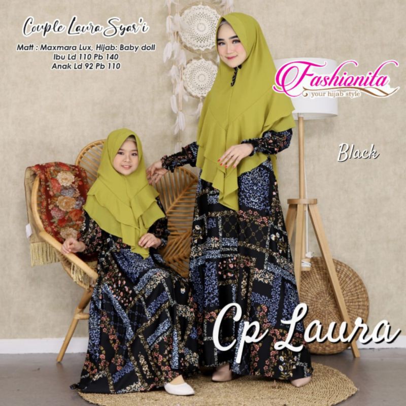 RHS ~ laura gamis couple syari mom kids ibu dan anak bahan maxmara premium ori solo