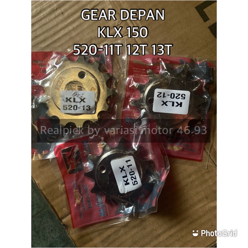 gear depan klx 150 520/11-12-13 gear depan 520 klx 150 size 11-12-13/520 gear vzm original klx 150 s