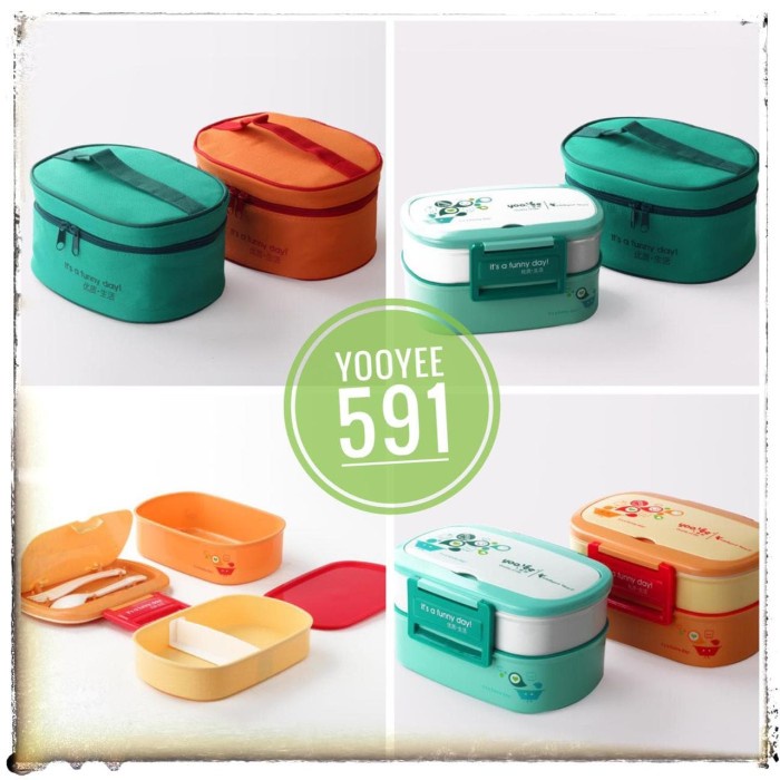 Kotak Makan YOOYEE + Tas Tempat Nasi Anak Sekolah Bekal Travel