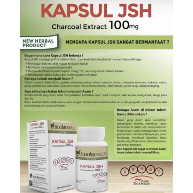 Sidomuncul Kapsul JSH kemasan botol isi 50 kapsul (untuk detox saluran pencernaan)