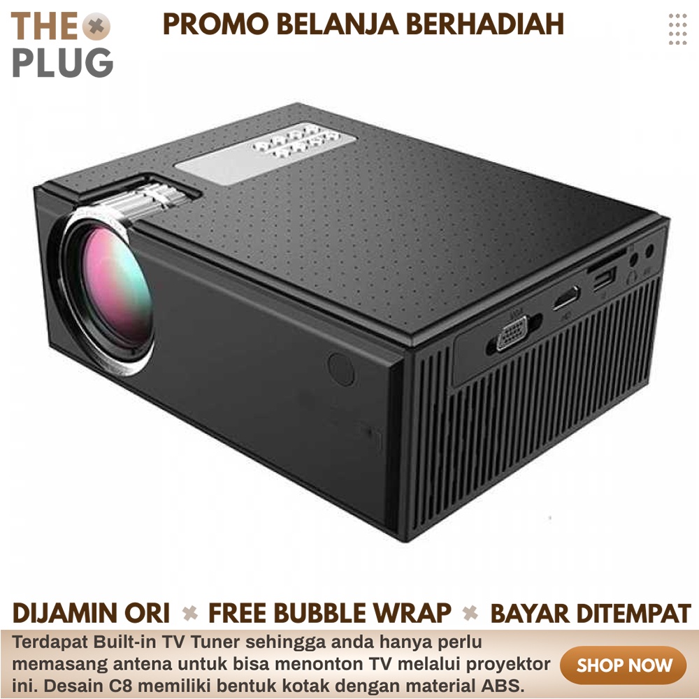 Projector Proyektor Layar Tancap 1080P 1800 Lumens infocus Infokus Original Cheerlux C8