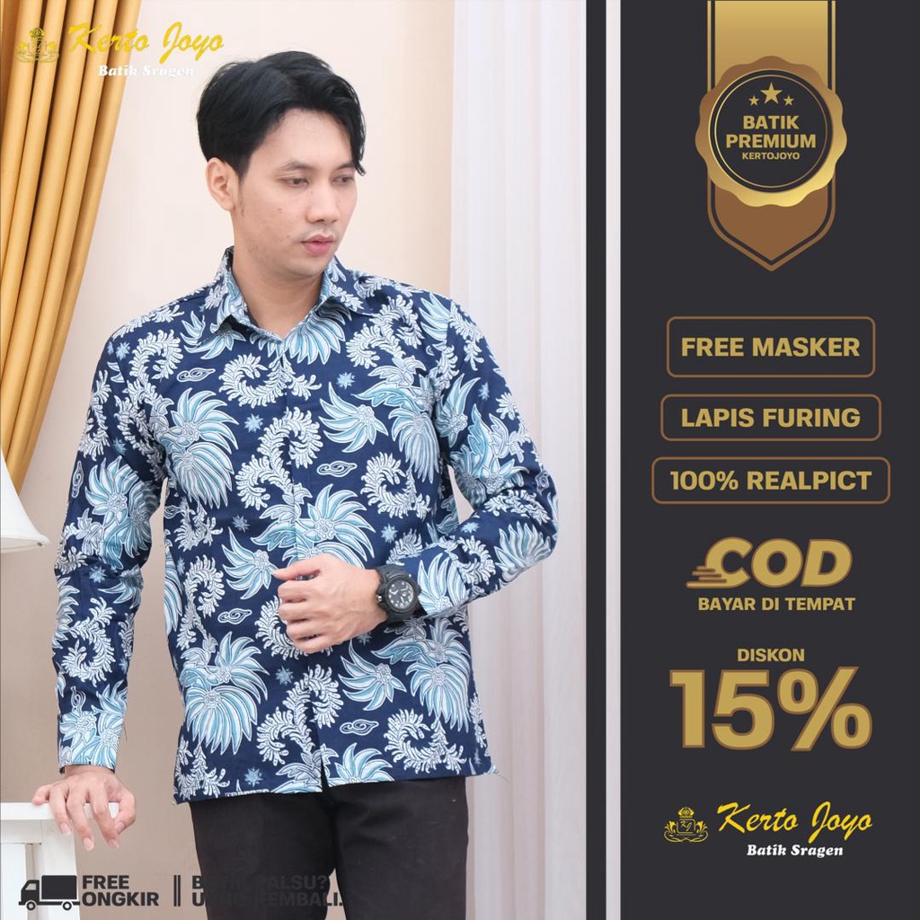 [LIMITED] KEMEJA BATIK PRIA PREMIUM LENGAN PANJANG SLIMFIT BATIK ALUNA PCW 069