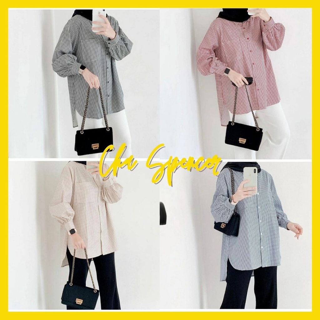 Baju Atasan Tunik Square Kotak Wanita Dewasa Lengan Panjang Busui Murah Trend Kekinian Modern Motif 