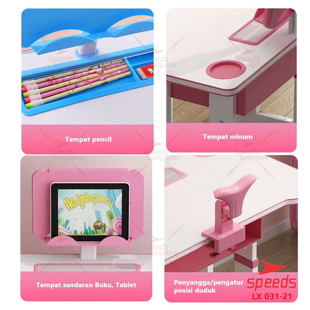 SPEEDS Meja Kursi Belajar Anak UK. 70 & 80cm Meja Kursi Sekolah Set Meja Belajar dan Kursi 031-21-22-4