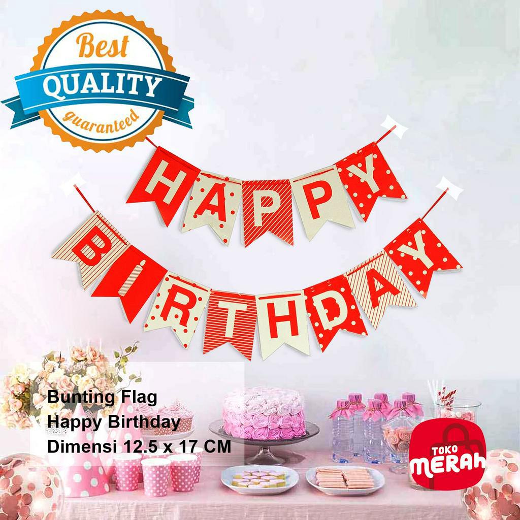Jual Bunting Bunting Flag Happy Birthday Background Perlengkapan Ulang ...