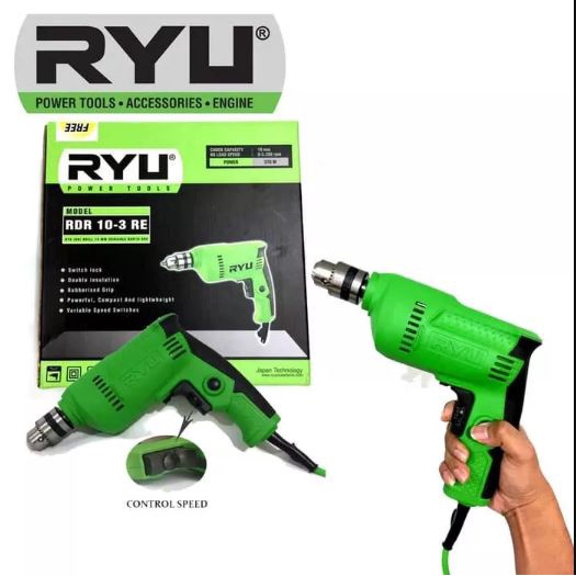 MURAH!! Mesin Bor Listrik RYU RDR 10-3 RE RYU RID 13-1 RE Electric Drill Bor Tangan / Bor Listrik Drill Bolak Balik / Bor Dinding / BOR TEMBOK BETON 10MM 13MM ORIGINAL