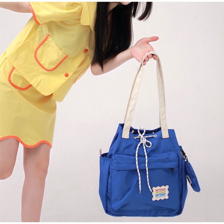 Mores Tas Tote Bag Wanita Nylon Korean Style  Colourful Roka Korean Totebag Waterproof import woman shoulderbag Free Dompet Koin ullzang style Tas bahu wanita remaja sekolah kuliah