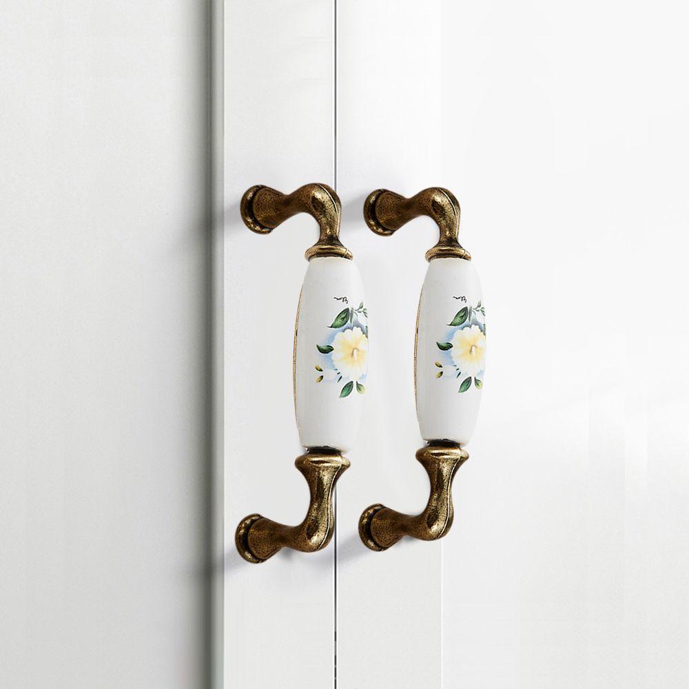 Handle Pintu Nanas Dekorasi Rumah Keramik Zinc Alloy Peralatan Furniture Dapur Gagang Lemari