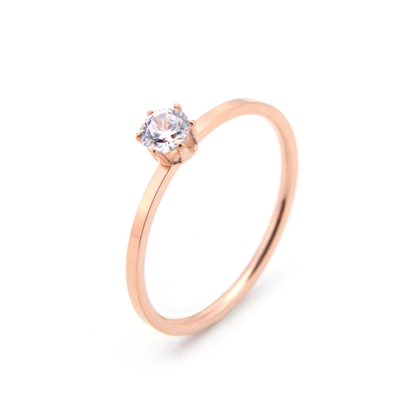 BTS-RR01 TINO Jewelery Cincin Wanita Titanium Steel Anti Karat Berlian Mata Satu