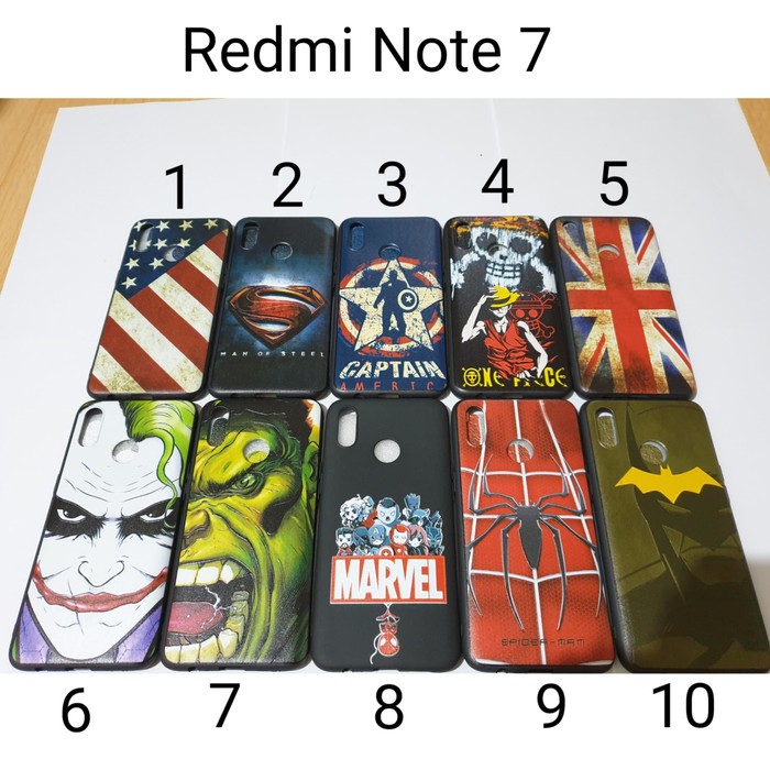 Case Hitam Karakter Redmi Note 7 / SoftCase Redmi Note7