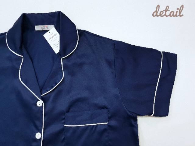 BAJU TIDUR SATIN PREMIUM NAVY ELLIE