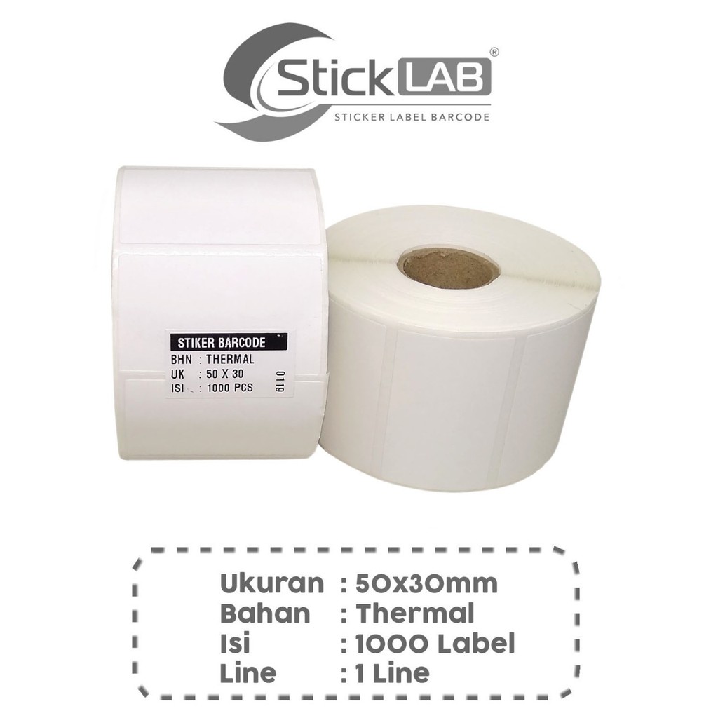 StickLAB Label Thermal Barcode 50x30mm / Label Barcode Thermal 50x30mm